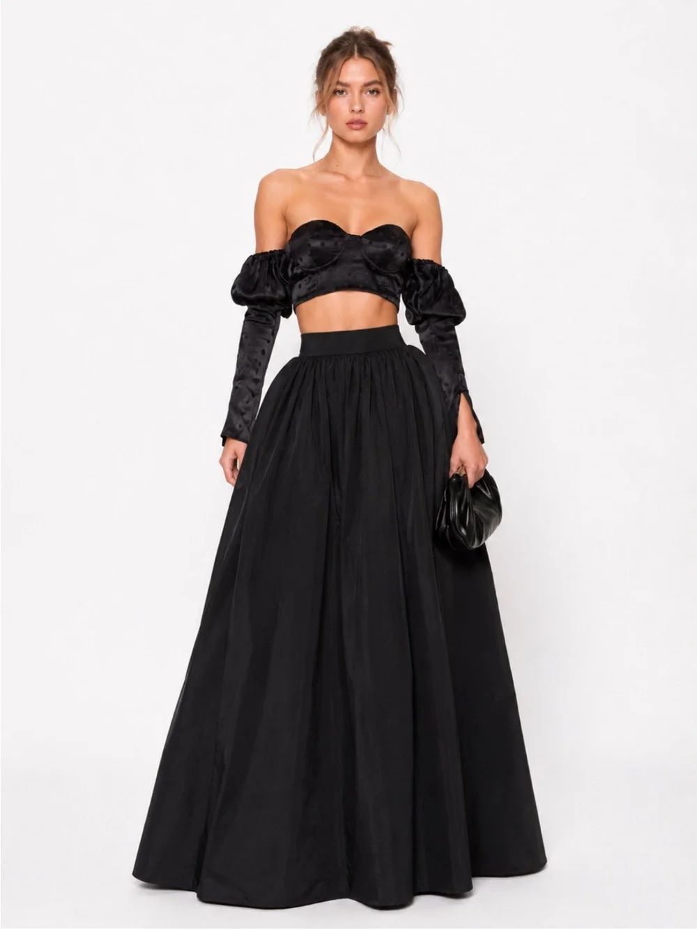 NWOT Majorelle Farah Bustier Crop Top in Black Dot- Size M